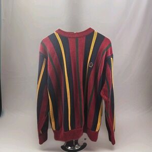 Vintage Tommy Hilfiger Heavyweight Multi Color Striped Sweater Mens Medium Y2K